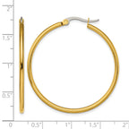 Chisel Stainless Steel Polished Yellow IP-plated 40mm Diameter 2mm Hoop Earrings