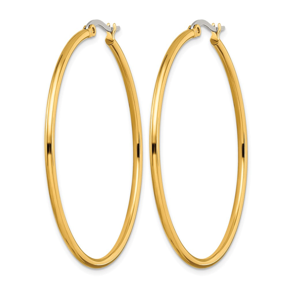 Chisel Stainless Steel Polished Yellow IP-plated 48mm Diameter 2mm Hoop Earrings