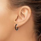 Chisel Stainless Steel Polished Black IP-plated 15.5mm Diameter 2mm Hoop Earrings
