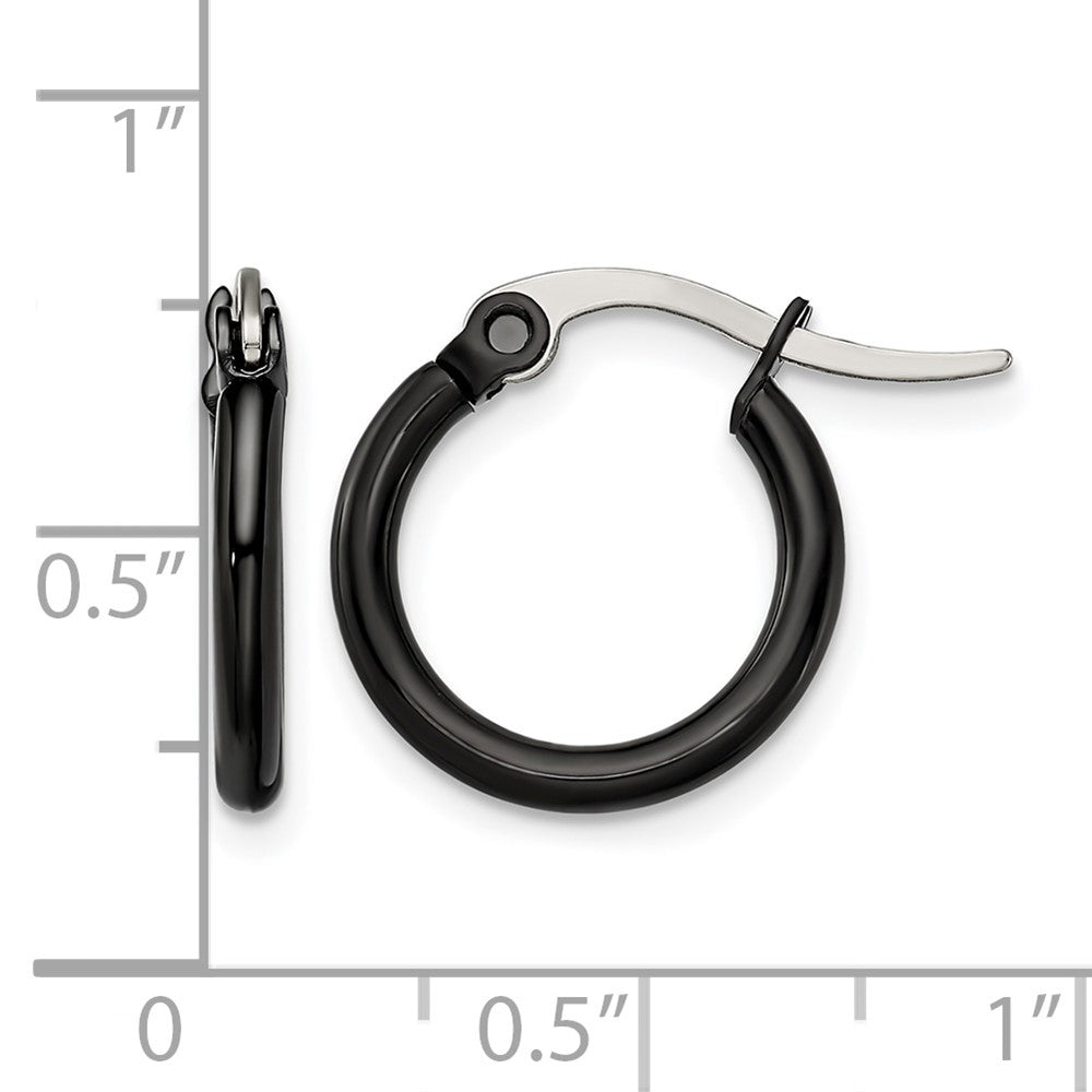 Chisel Stainless Steel Polished Black IP-plated 15.5mm Diameter 2mm Hoop Earrings