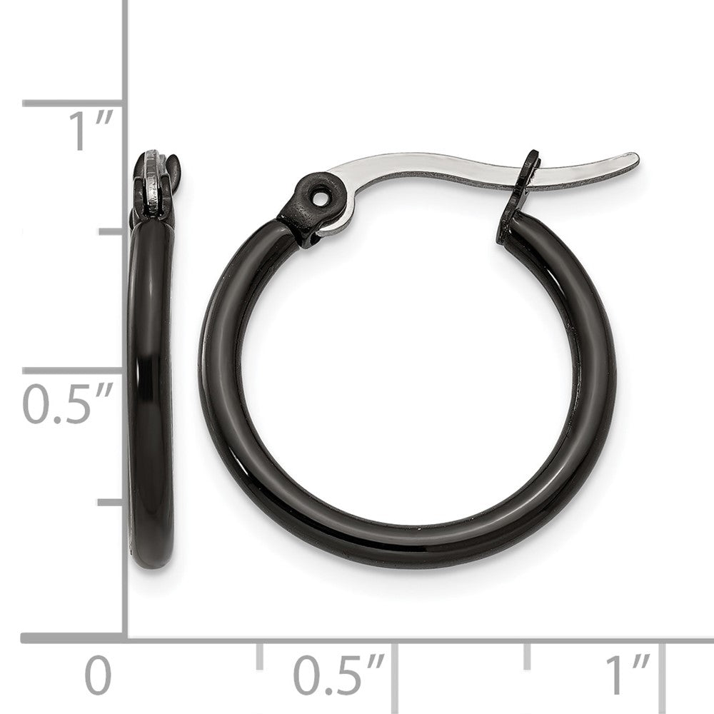 Chisel Stainless Steel Polished Black IP-plated 19mm Diameter 2mm Hoop Earrings
