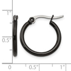 Chisel Stainless Steel Polished Black IP-plated 19mm Diameter 2mm Hoop Earrings