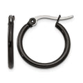 Chisel Stainless Steel Polished Black IP-plated 19mm Diameter 2mm Hoop Earrings