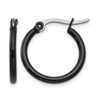 Chisel Stainless Steel Polished Black IP-plated 19mm Diameter 2mm Hoop Earrings