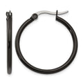 Chisel Stainless Steel Polished Black IP-plated 26mm Diameter 2mm Hoop Earrings