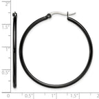 Chisel Stainless Steel Polished Black IP-plated 40mm Diameter 2mm Hoop Earrings