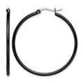 Chisel Stainless Steel Polished Black IP-plated 40mm Diameter 2mm Hoop Earrings