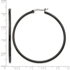 Chisel Stainless Steel Polished Black IP-plated 48mm Diameter 2mm Hoop Earrings