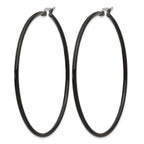 Chisel Stainless Steel Polished Black IP-plated 60mm Diameter 2mm Hoop Earrings