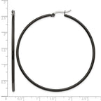 Chisel Stainless Steel Polished Black IP-plated 60mm Diameter 2mm Hoop Earrings