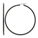 Chisel Stainless Steel Polished Black IP-plated 60mm Diameter 2mm Hoop Earrings