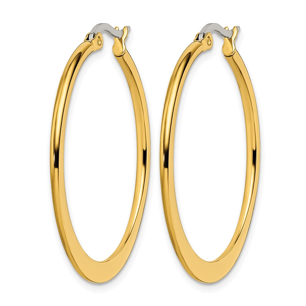 Chisel Stainless Steel Polished Yellow IP-plated Tapered 34mm Diameter Hoop Earrings