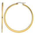 Chisel Stainless Steel Polished Yellow IP-plated Tapered 50mm Diameter Hoop Earrings