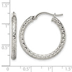 Chisel Stainless Steel Polished and Textured Hollow Hoop Earrings
