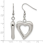 Chisel Stainless Steel Polished Heart Shepherd Hook Dangle Earrings