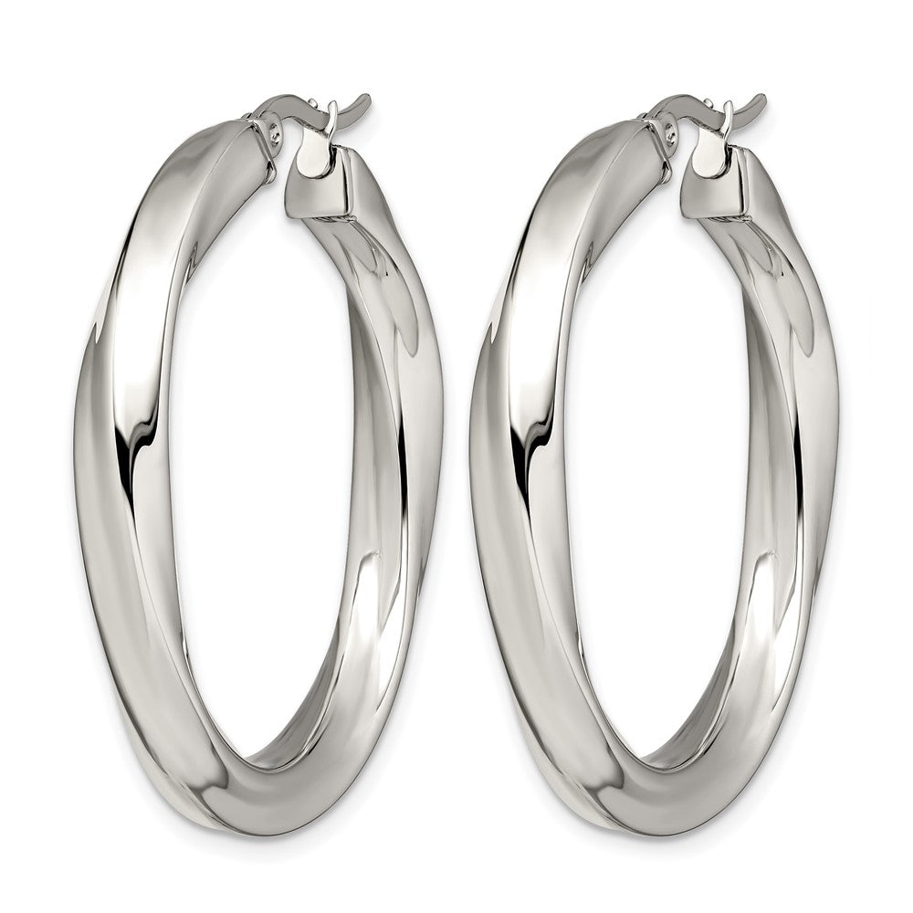 Chisel Stainless Steel Polished Hollow Twisted Hoop Earrings