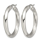 Chisel Stainless Steel Polished Hollow Twisted Hoop Earrings