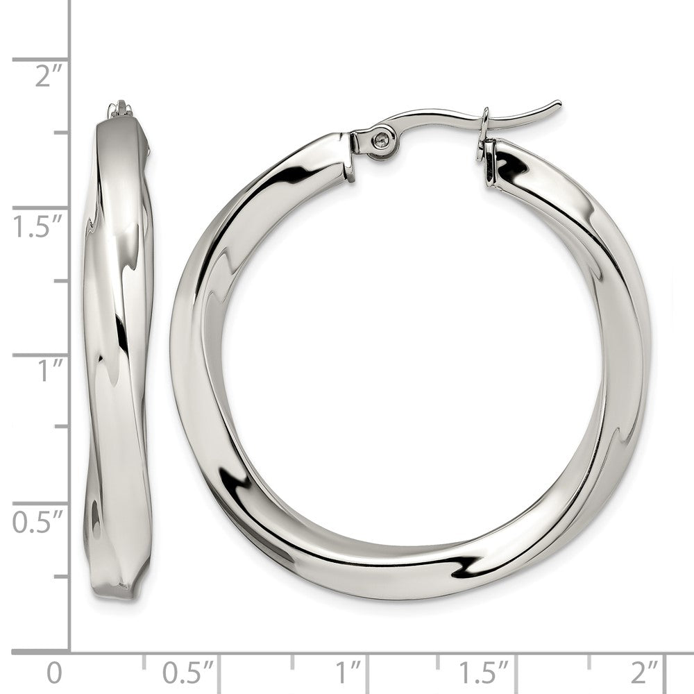 Chisel Stainless Steel Polished Hollow Twisted Hoop Earrings