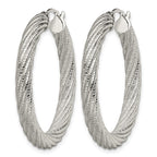 Chisel Stainless Steel Polished and Textured Hollow Hoop Earrings