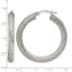 Chisel Stainless Steel Polished and Textured Hollow Hoop Earrings