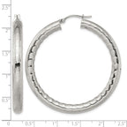 Chisel Stainless Steel Polished and Textured Hollow Hoop Earrings