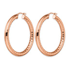 Chisel Stainless Steel Polished and Textured Rose IP-plated Hoop Earrings