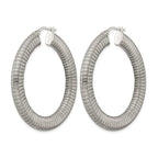 Stainless Steel Polished and Textured Hollow Hoop Earrings
