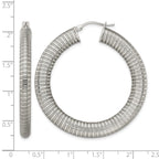 Stainless Steel Polished and Textured Hollow Hoop Earrings