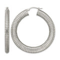 Stainless Steel Polished and Textured Hollow Hoop Earrings