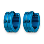 Chisel Stainless Steel Polished Blue IP-plated 5mm Hinged Hoop Earrings