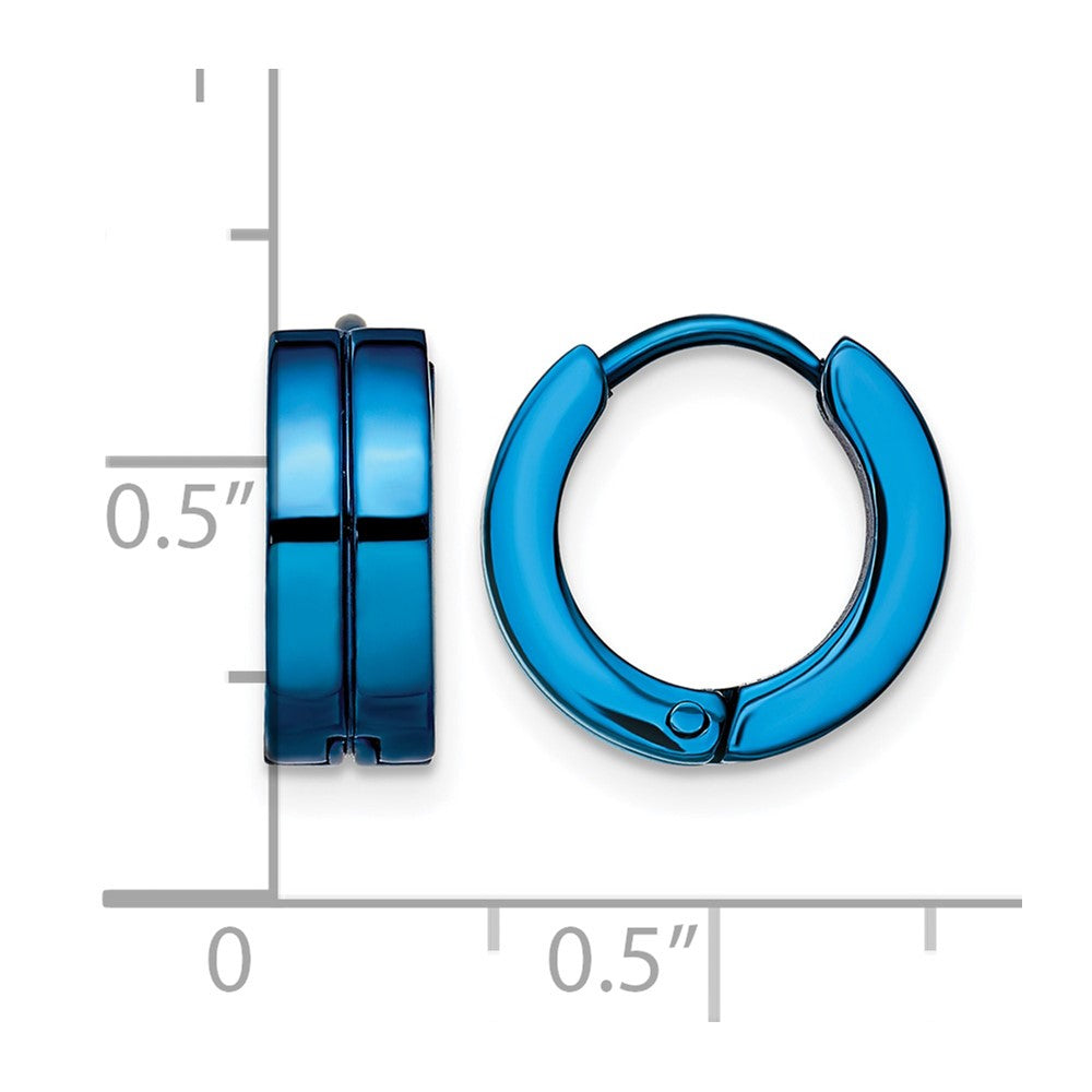 Chisel Stainless Steel Polished Blue IP-plated 5mm Hinged Hoop Earrings