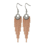 Chisel Stainless Steel Polished Rose IP-plated Multi Chain Dangle Earrings