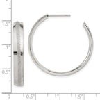 Stainless Steel Polished Laser Cut Glitter Post Round Hoop Earrings
