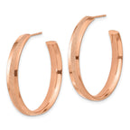 Stainless Steel Pink IP-Plated Laser Cut Glitter Post Round Hoop Earrings
