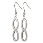 Chisel Stainless Steel Brushed and Polished Infinity Dangle Shepherd Hook Earrings