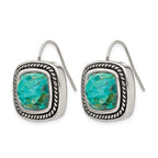 Chisel Stainless Steel Antiqued and Polished Imitation Turquoise Shepherd Hook Earrings