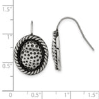 Stainless Steel Antiqued Oval Shepherd Hook Earrings