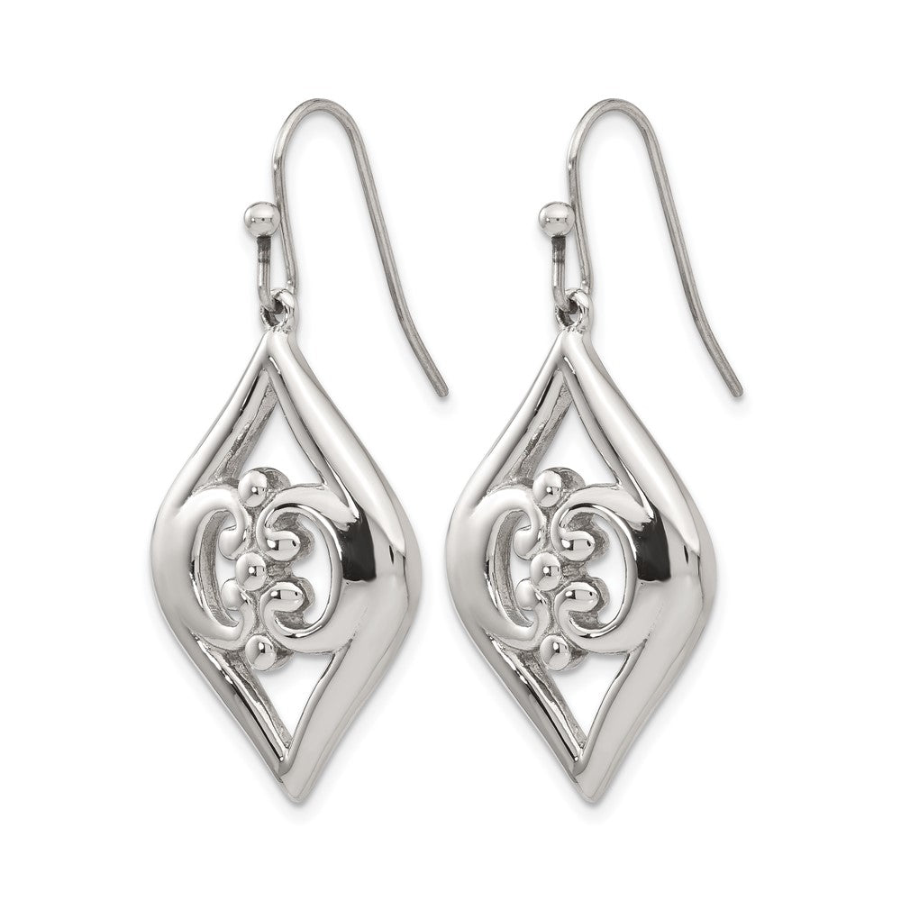 Stainless Steel Polished Dangle Shepherd Hook Earrings