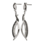 Stainless Steel Antiqued and Polished w/CZ Post Dangle Earrings