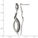 Stainless Steel Antiqued and Polished w/CZ Post Dangle Earrings