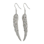 Stainless Steel Polished w/CZ Dangle Shepherd Hook Earrings