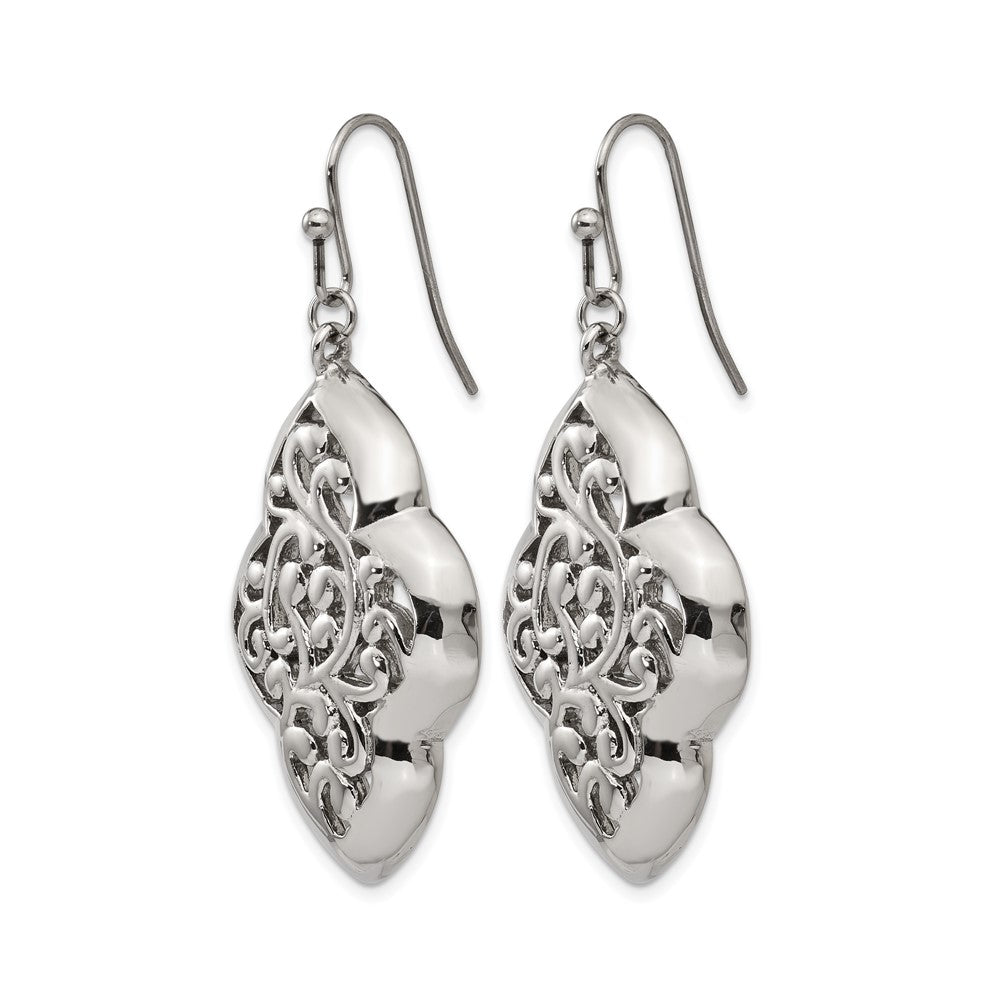 Stainless Steel Polished Dangle Shepherd Hook Earrings