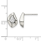 Chisel Stainless Steel Polished with CZ Post Earrings