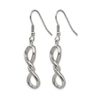 Chisel Stainless Steel Polished Infinity Dangle Shepherd Hook Earrings