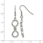 Chisel Stainless Steel Polished Infinity Dangle Shepherd Hook Earrings
