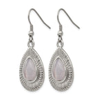 Stainless Steel Polished Grey Cat's Eye Shepherd Hook Earrings