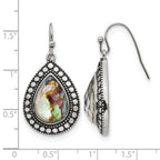 Stainless Steel Antiqued and Polished Imitation Abalone Dangle Earrings