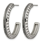 Chisel Stainless Steel Antiqued and Polished Post Hoop Earrings