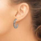 Chisel Stainless Steel Antiqued and Polished Post Hoop Earrings