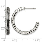 Chisel Stainless Steel Antiqued and Polished Post Hoop Earrings